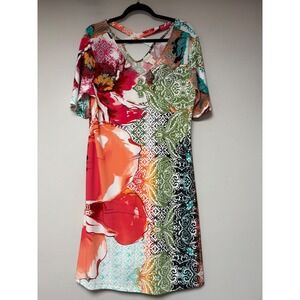 Chico's Shift Dress Womens 2 Large Multicolor Excellent Floral Paisley Boho